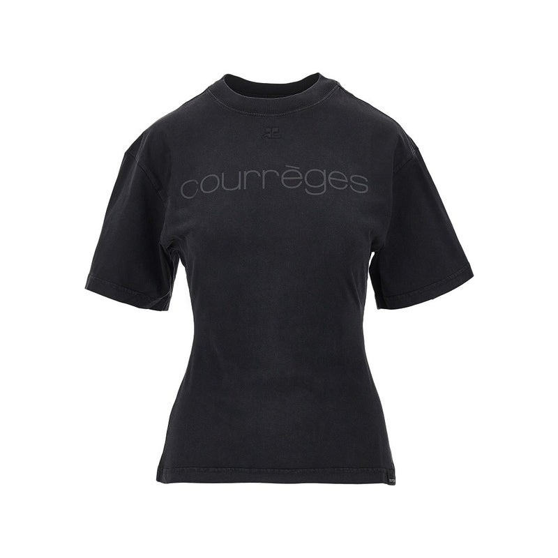 Courreges Courreges Logo Print Fitted T-shirt Black - World Class Fashion