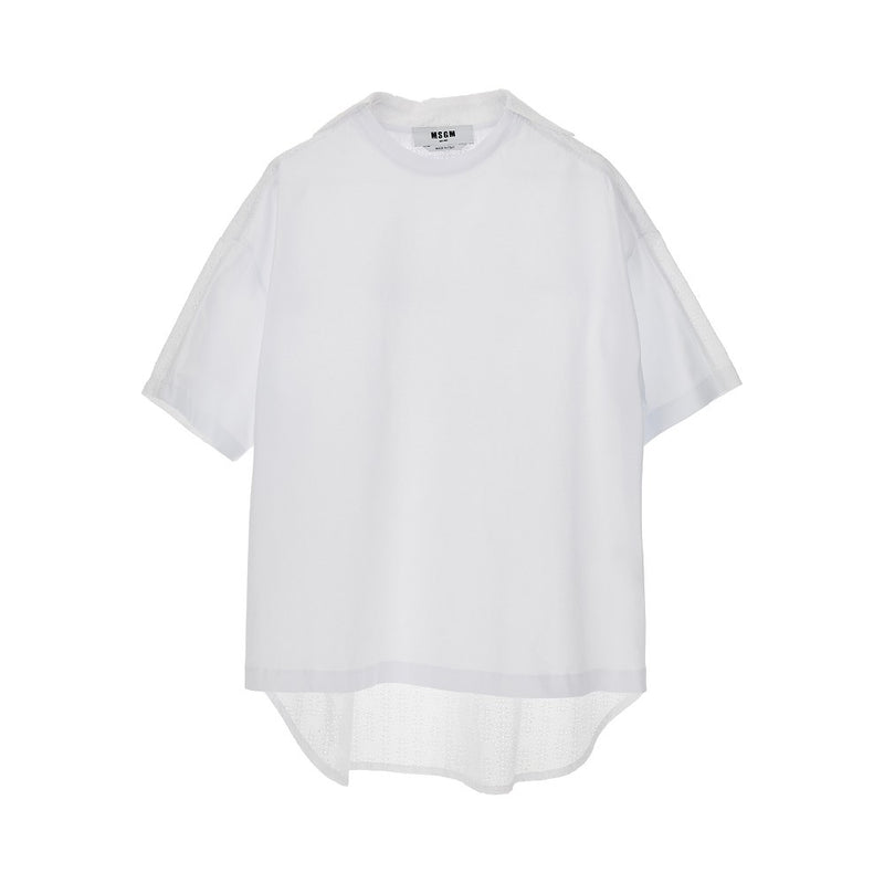 Msgm Msgm Jersey and Broderie Anglaise T-shirt White - World Class Fashion