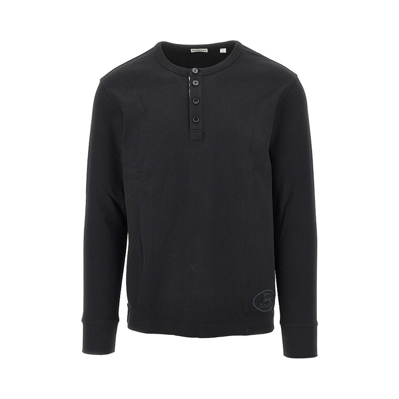 Burberry Burberry Ribbed Jersey Long-sleeved T-shirt Black - World Class Fashion