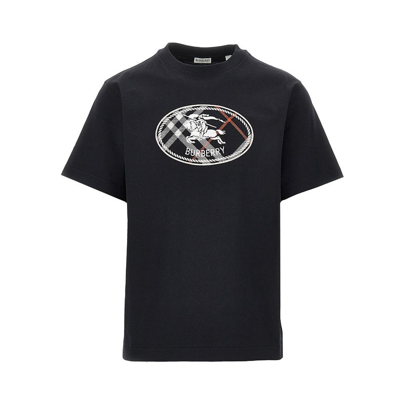 Burberry Burberry Knight Stamp Embroidery T-shirt Black Men - World Class Fashion