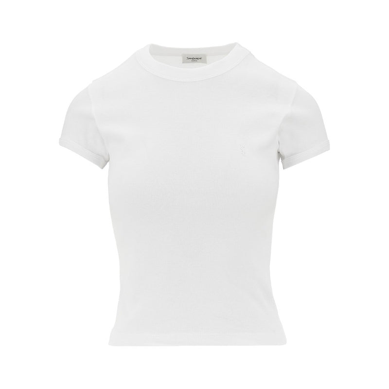Saint Laurent Saint Laurent Cassandre Embroidery Jersey T-shirt White - World Class Fashion