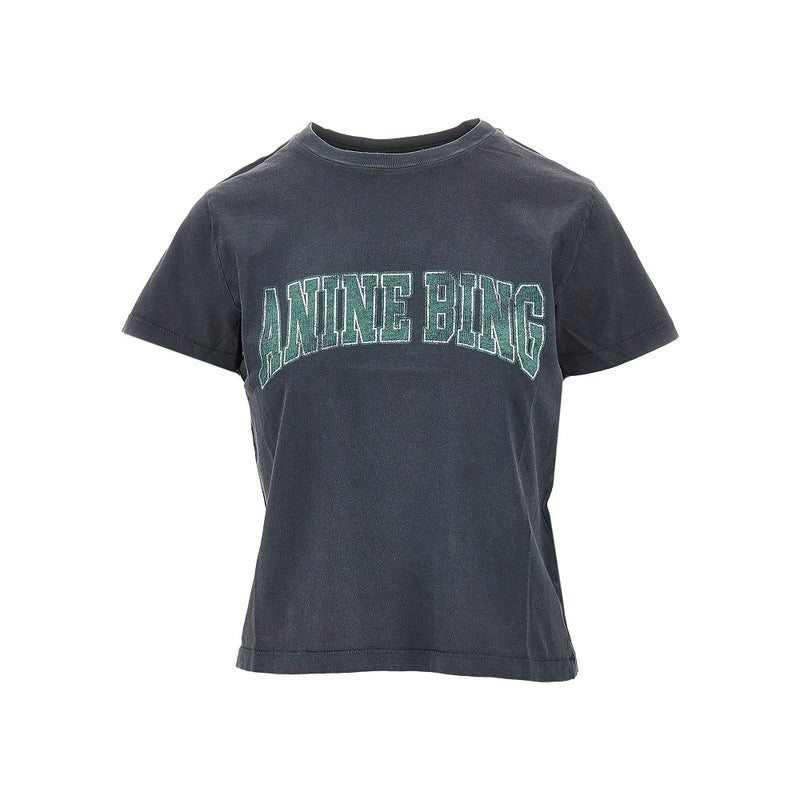 Anine Bing Anine Bing 'Shelley' Baby Fit T-shirt Black - World Class Fashion