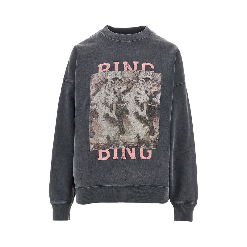 Anine Bing Anine Bing Tiger Bing Print 'Miles' Sweatshirt Black - World Class Fashion