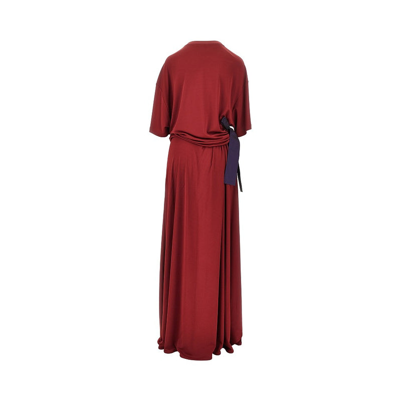 Balenciaga Balenciaga Crepe Jersey T-shirt Maxi Dress Red - World Class Fashion