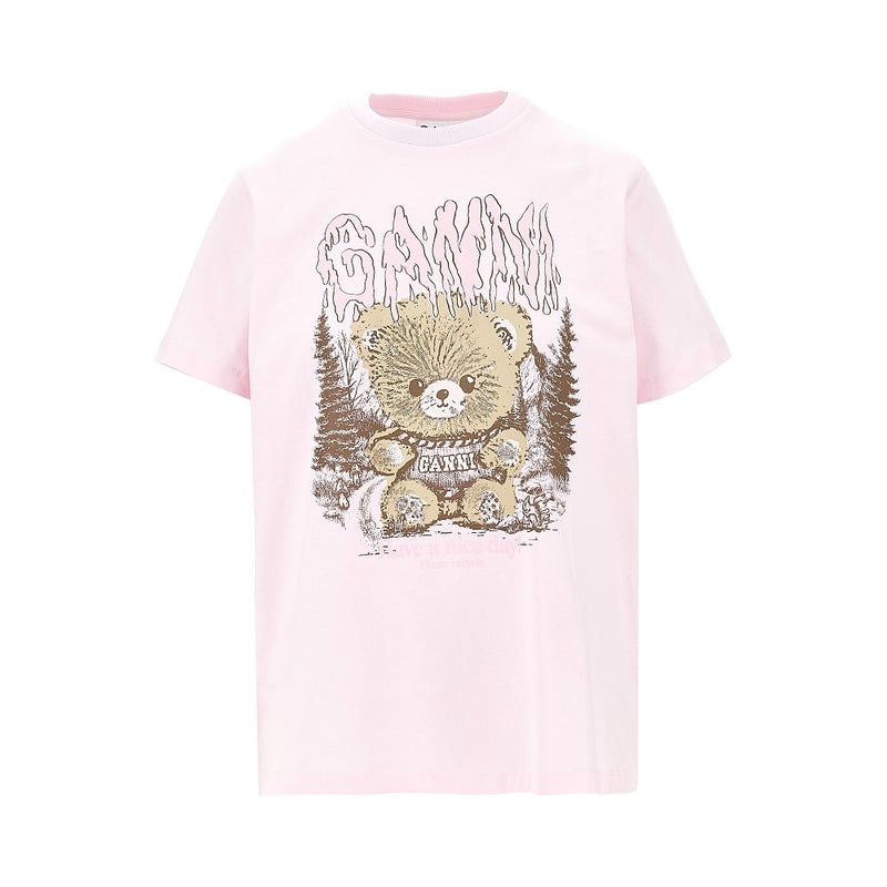Ganni Ganni Forest Teddy Print T-shirt Pink - World Class Fashion