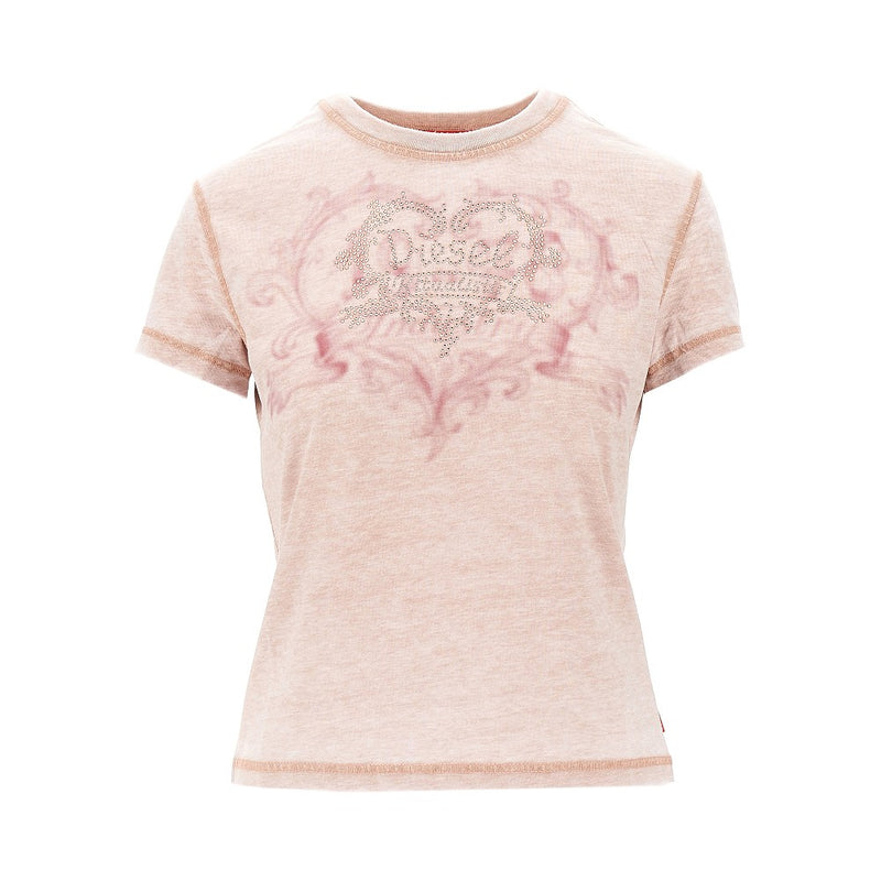 Diesel Diesel Strass-Embellished Burnout T-shirt Pink - World Class Fashion