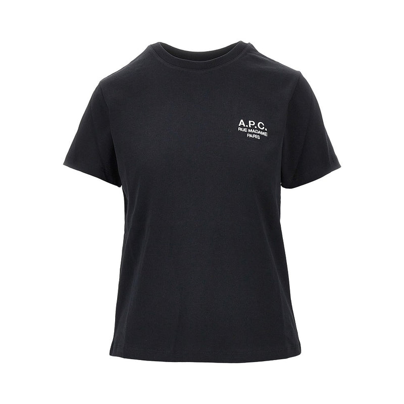 A.P.C. A.P.C. Jersey T-Shirt with Logo Embroidery Black - World Class Fashion
