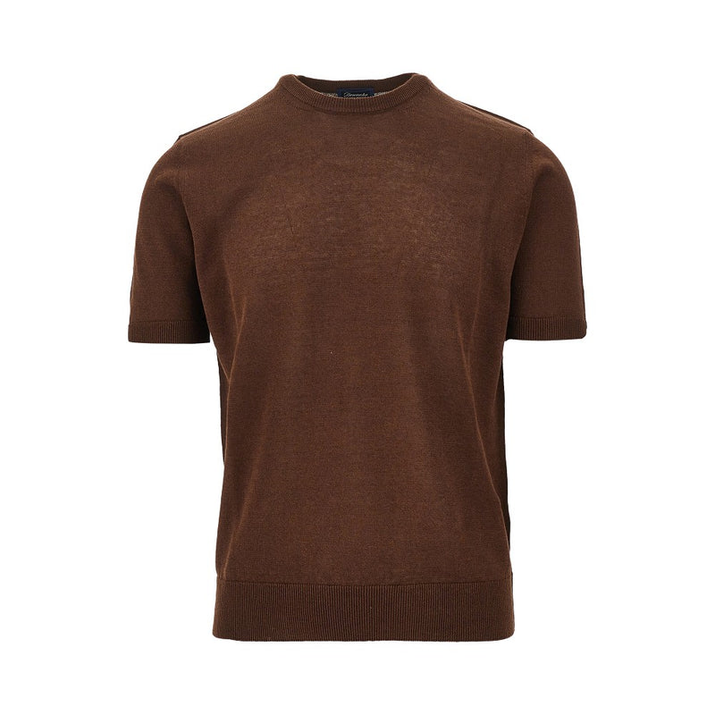 Drumohr Drumohr Linen-blend Knitted T-shirt Brown Men - World Class Fashion