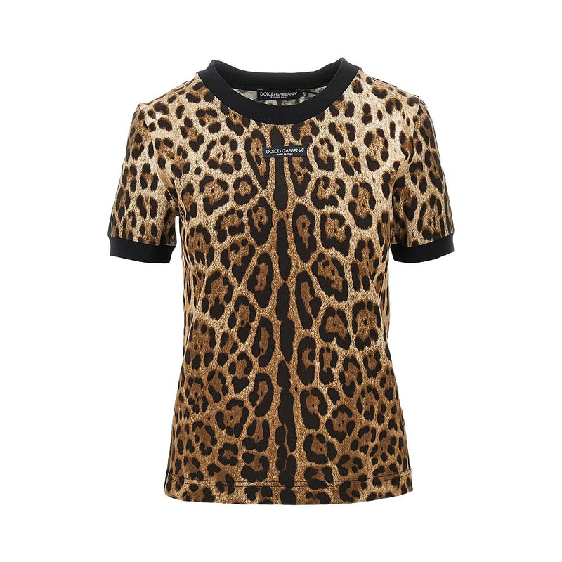 Dolce&gabbana Dolce&Gabbana Leopard-print Jersey T-shirt Brown - World Class Fashion