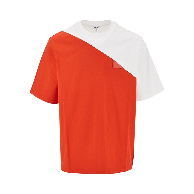 Loewe Loewe Cotton T-shirt with Logo Patch Red Men - World Class Fashion