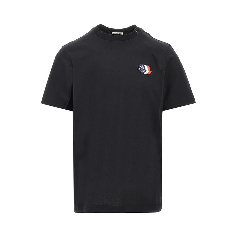 Moncler Moncler Tricolour Embroidered Logo T-shirt Black - World Class Fashion