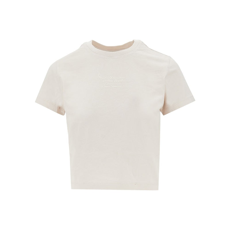 Maison Kitsuné Maison Kitsuné Poetic Script Cropped T-shirt Pink - World Class Fashion