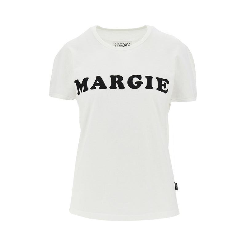Mm6 Mm6 Flocked Print T-shirt White Women - World Class Fashion