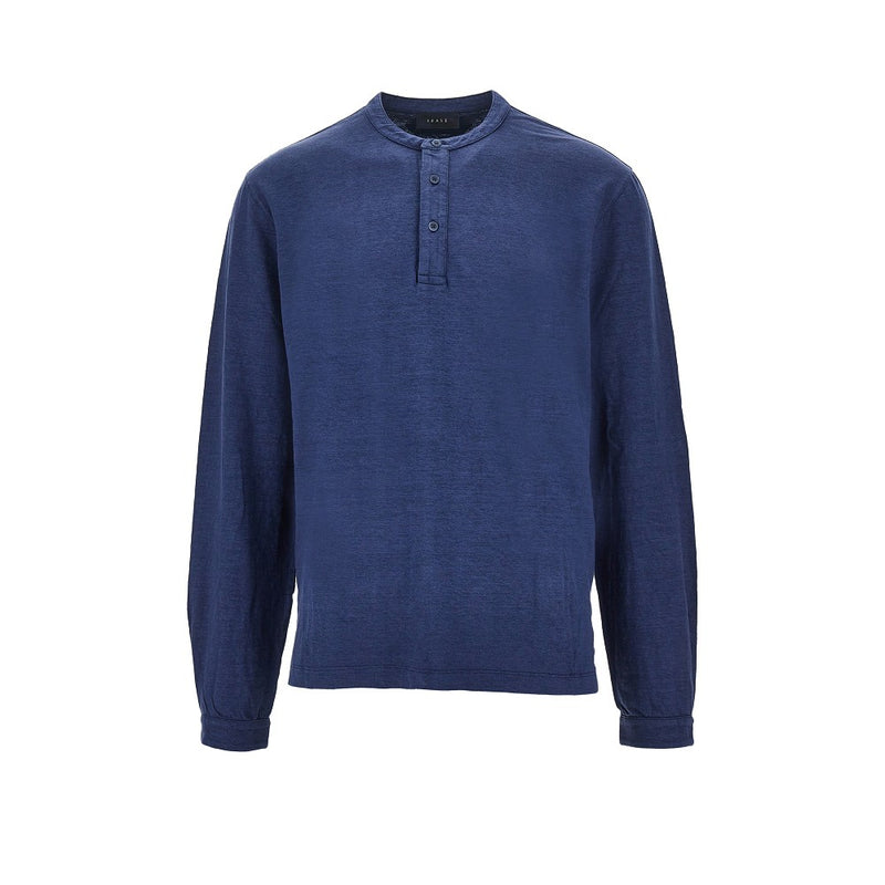 Sease Sease Henley Deck Linen Jersey T-shirt Blue - World Class Fashion