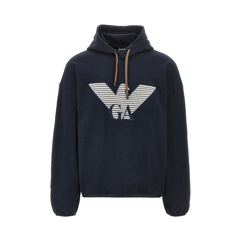 Emporio Armani Emporio Armani Cotton Silk Hoodie Blue Men - World Class Fashion
