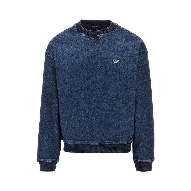 Emporio Armani Emporio Armani Denim Crewneck Sweatshirt Blue - World Class Fashion