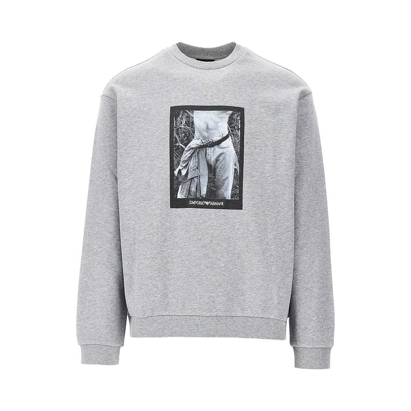 Emporio Armani Emporio Armani Logo Print Crewneck Sweatshirt Grey - World Class Fashion