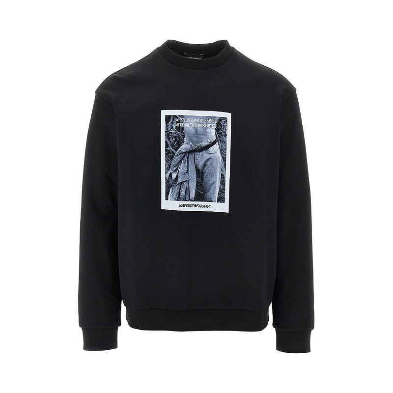 Emporio Armani Emporio Armani Logo Print Crewneck Sweatshirt Black - World Class Fashion