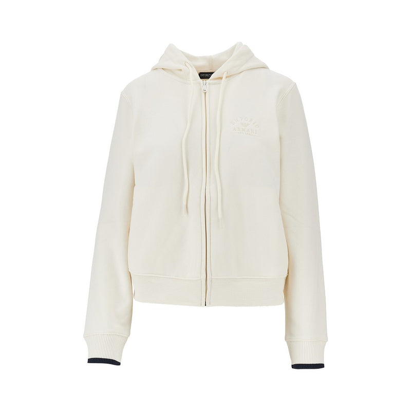Ea Bodywear Ea Bodywear Logo Embroidery Full-zip Hoodie White - World Class Fashion