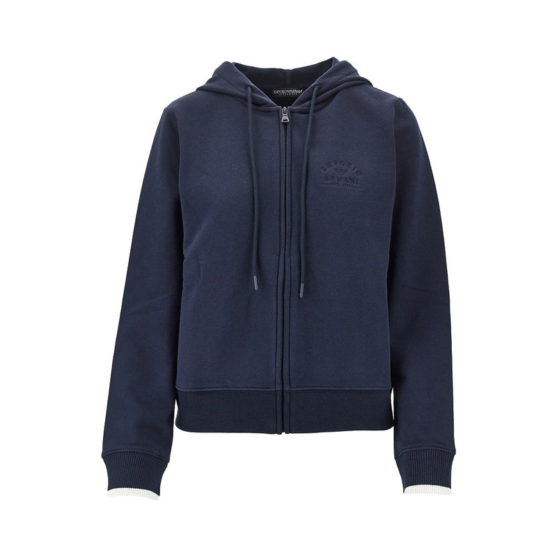 Ea Bodywear Ea Bodywear Logo Embroidery Full-zip Hoodie Blue - World Class Fashion