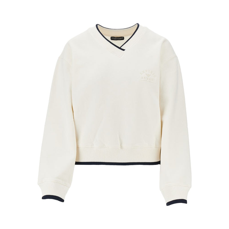 Ea Bodywear Ea Bodywear V-neck Sweatshirt White Women - World Class Fashion