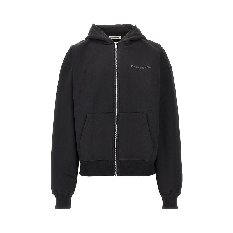 Prohibited Prohibited Logo Print Full-zip Hoodie Black - World Class Fashion