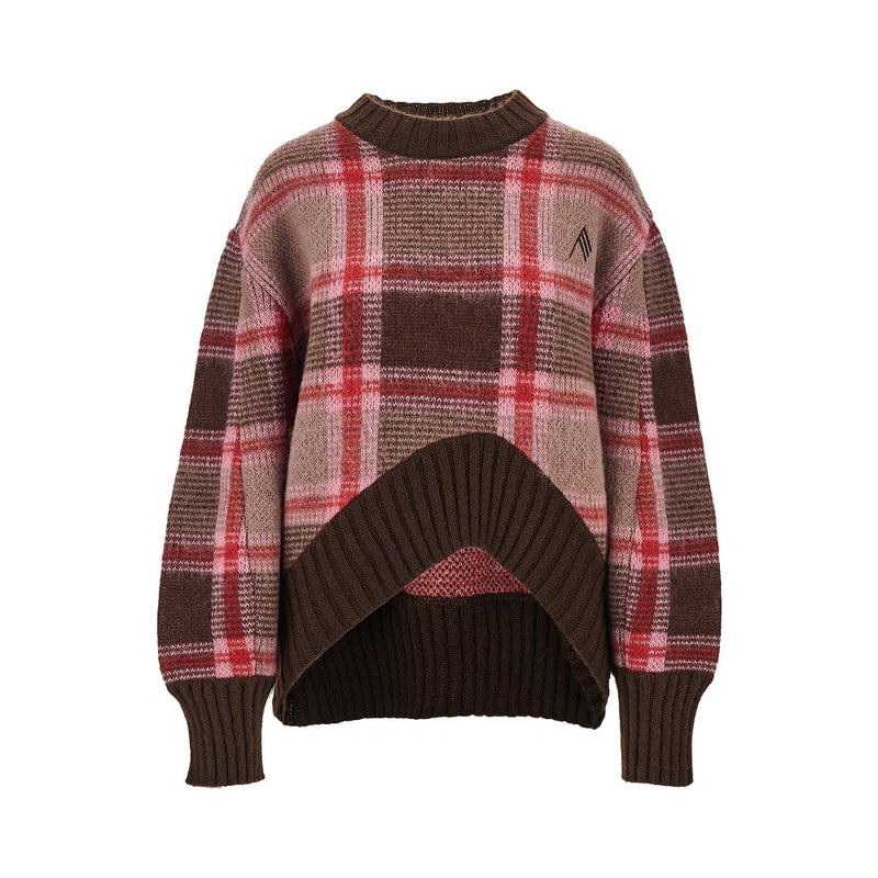 The Attico The Attico Knitted Sweater with Logo Embroidery Brown - World Class Fashion
