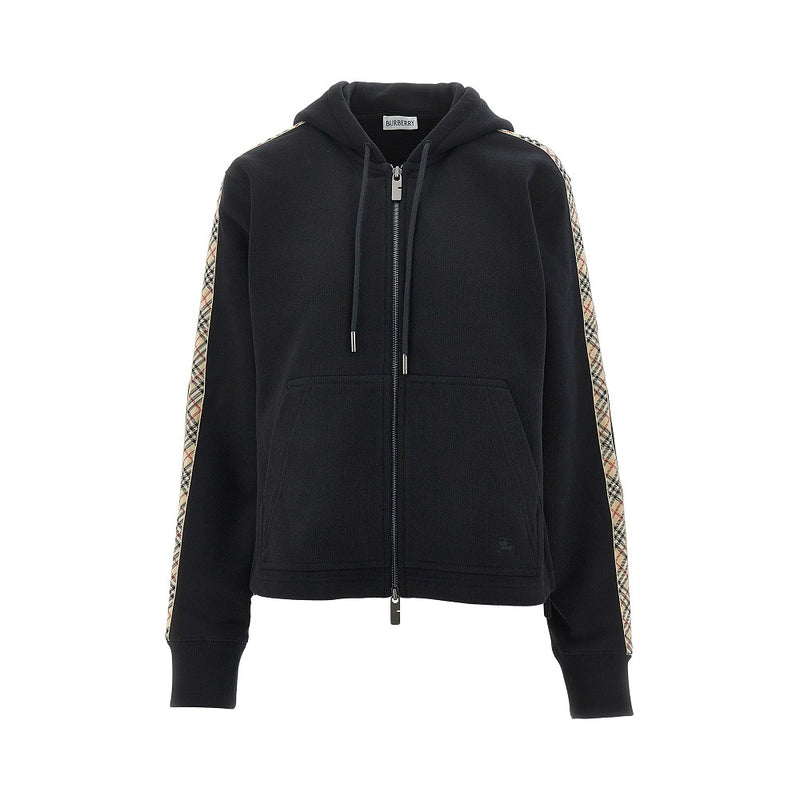 Burberry Burberry Full-zip Hoodie with Check Trimmings Black - World Class Fashion