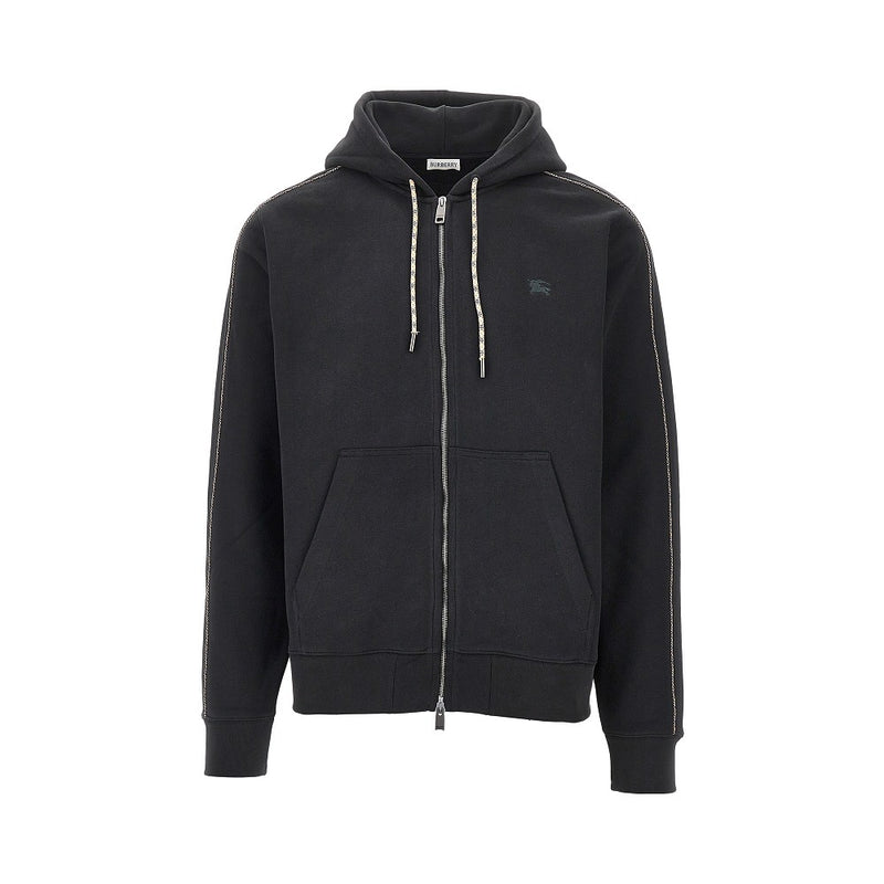 Burberry Burberry Full-zip Hoodie with Check Piping Black - World Class Fashion