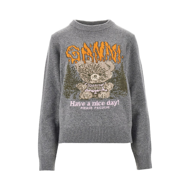 Ganni Ganni Forest Teddy Wool-blend Sweater Grey - World Class Fashion
