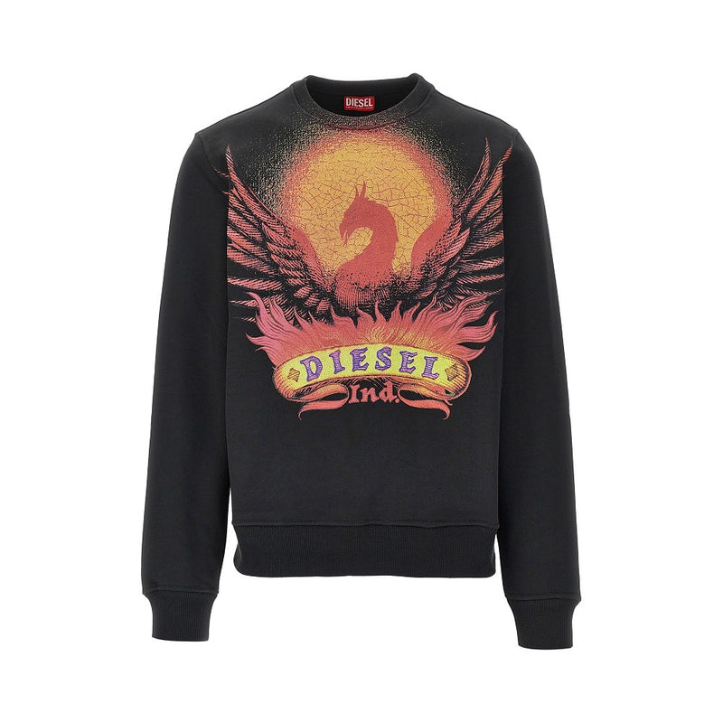 Diesel Diesel Phoenix Print Crewneck Sweatshirt Black - World Class Fashion