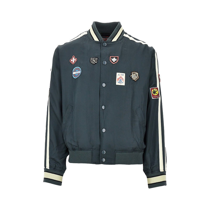 Diesel Diesel Satin Track Jacket with Patches Green - World Class Fashion