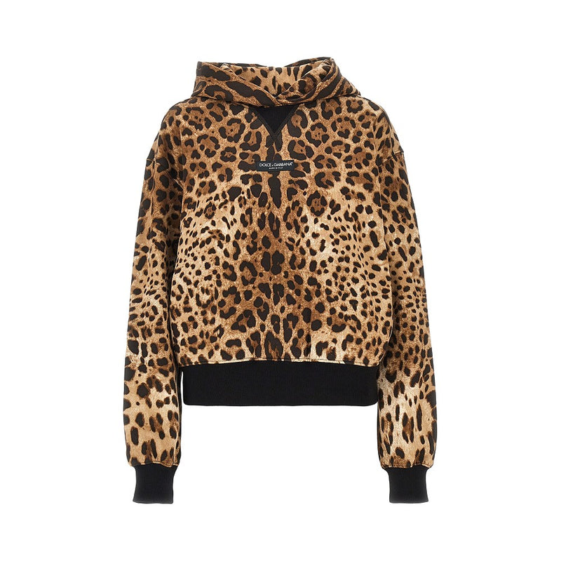 Dolce&gabbana Dolce&Gabbana Leo-Print Hoodie Brown Women - World Class Fashion