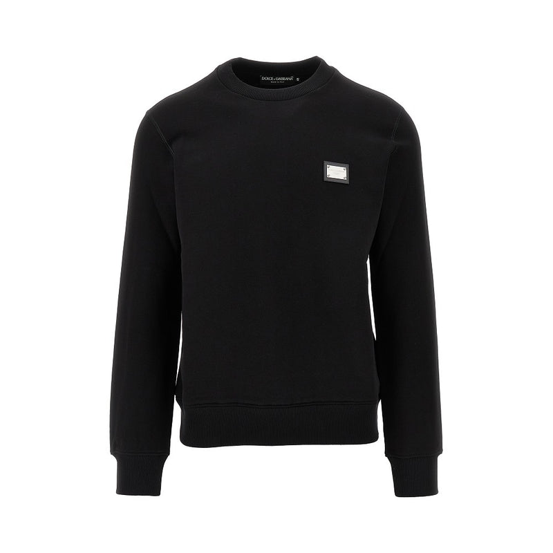 Dolce&gabbana Dolce&Gabbana Logo Plate Crewneck Sweatshirt Black - World Class Fashion