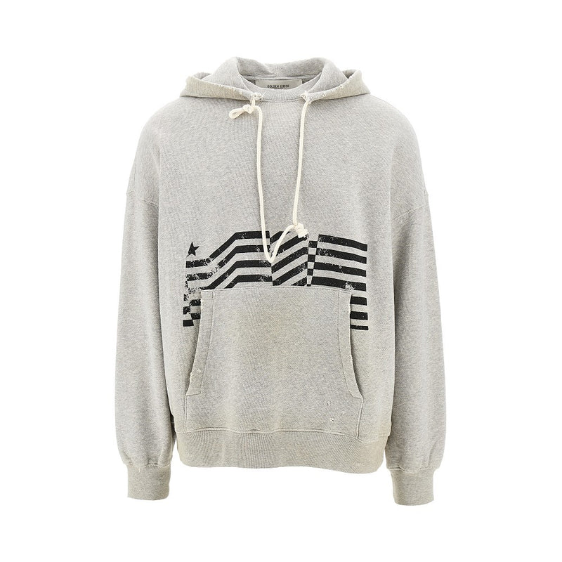 Golden Goose Golden Goose Printed Cotton Hoodie Grey - World Class Fashion