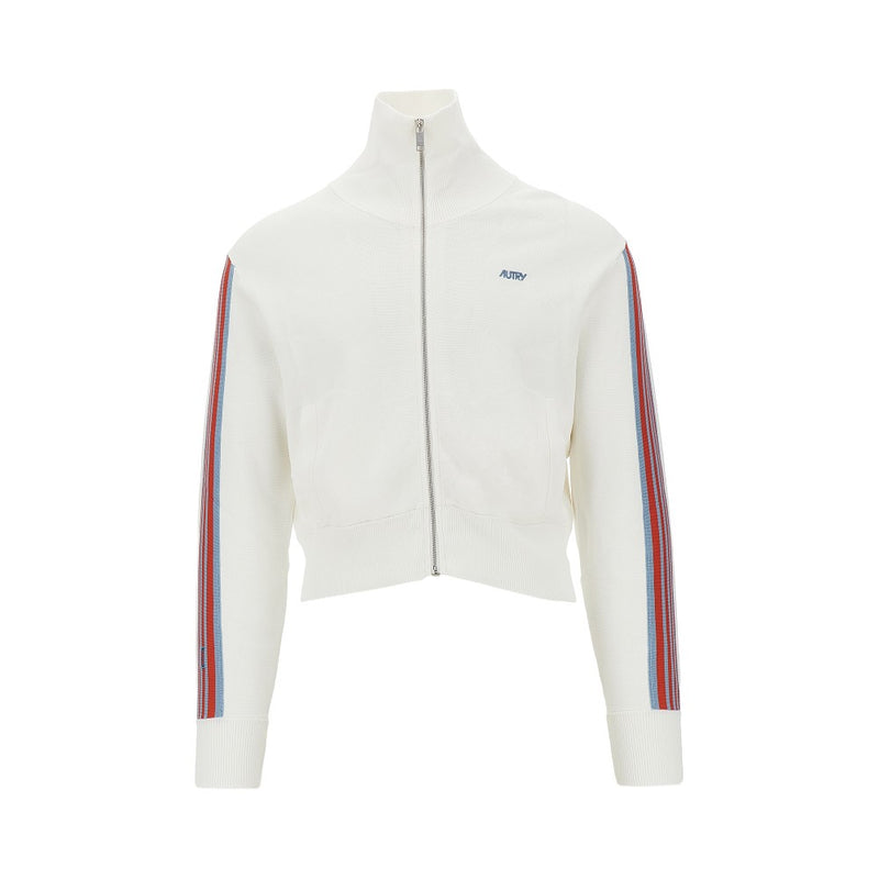 Autry Autry Knitted Track Jacket With Logo Embroidery White - World Class Fashion