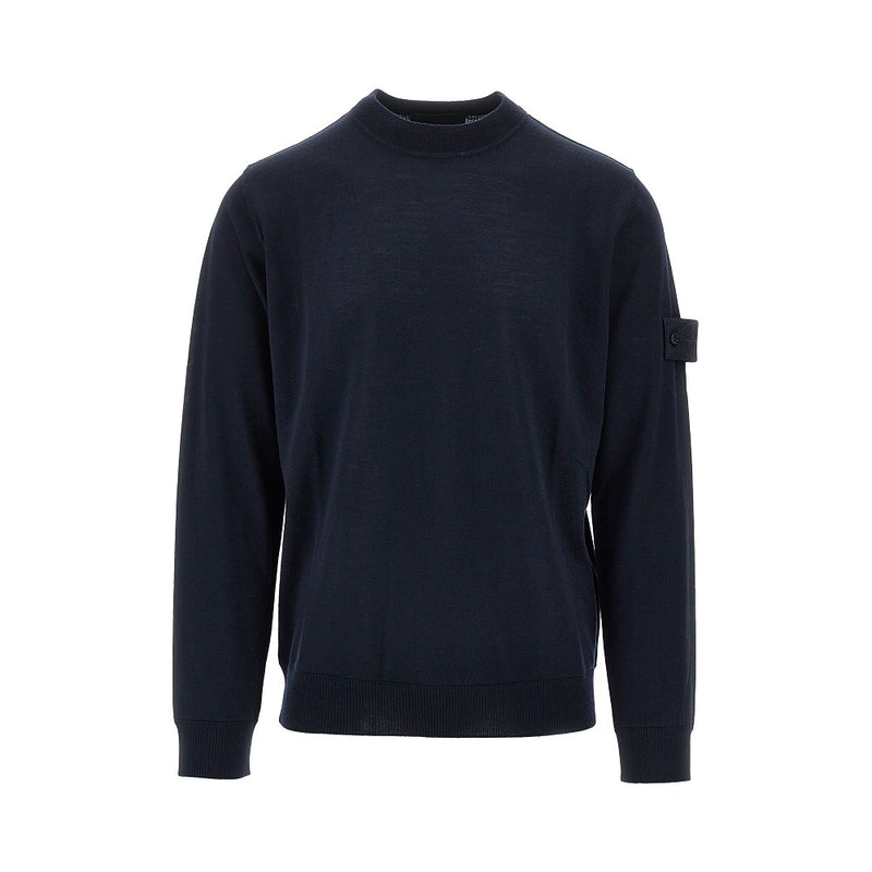 Stone Island Stone Island Ghost Virgin Wool Crewneck Sweater Blue - World Class Fashion