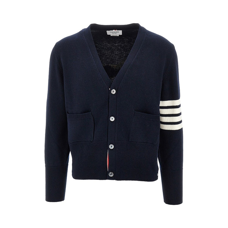 Thom Browne Thom Browne Wool Cardigan With Horse Inlay Blue - World Class Fashion