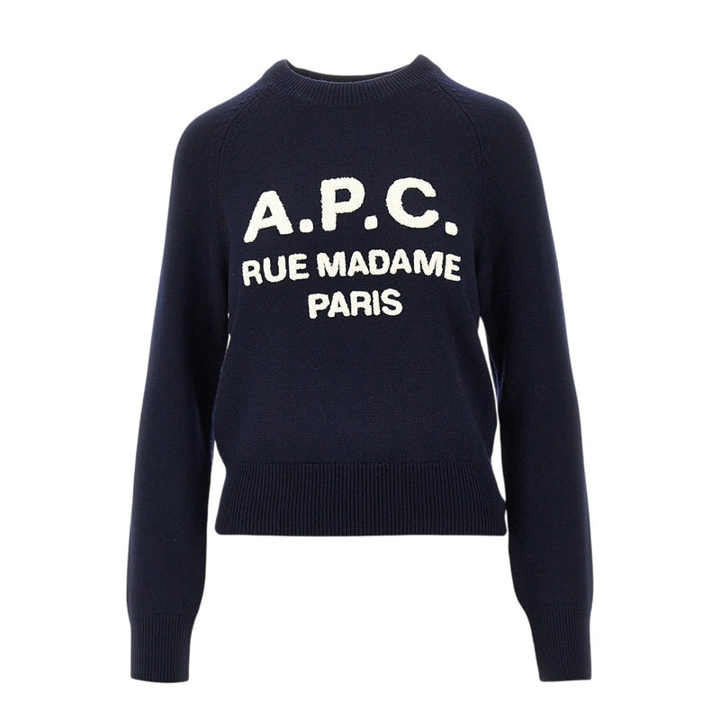 A.P.C. A.P.C. Terry-stitch Logo Wool Sweater Blue - World Class Fashion