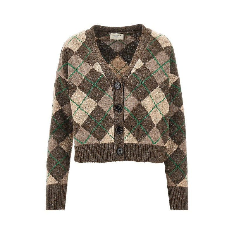 Max Mara Weekend Max Mara Weekend Wool-blend Argyle Cardigan Brown - World Class Fashion