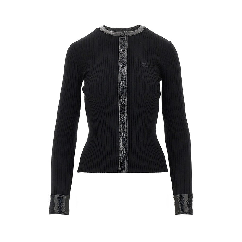 Courreges Courreges Ribbed Cardiga With Vinyl Trimmings - World Class Fashion