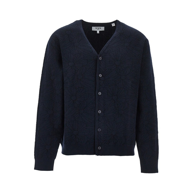 Wax London Wax London Alban Jacquard Knit Cardigan Navy Black - World Class Fashion