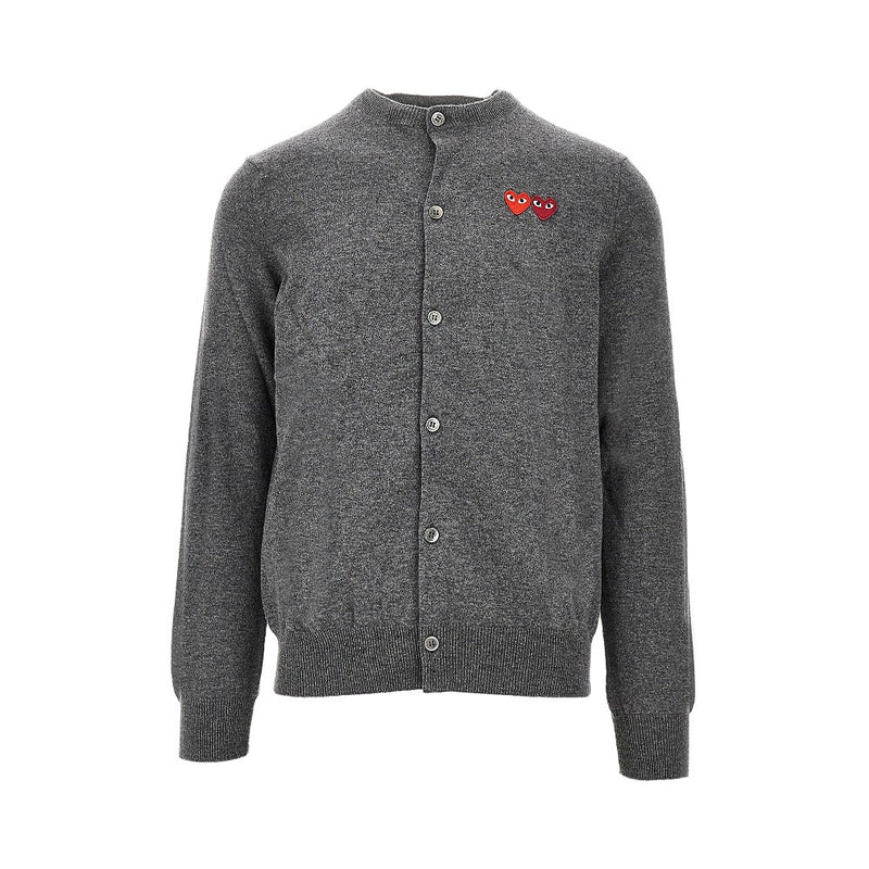 Comme des Garçons Play Comme des Garçons Play Hearts Patches Wool Cardigan Grey - World Class Fashion