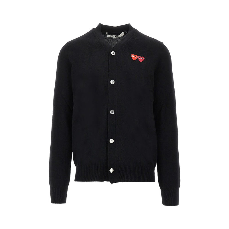 Comme des Garçons Play Comme des Garçons Play Hearts Patches Wool Cardigan Black - World Class Fashion