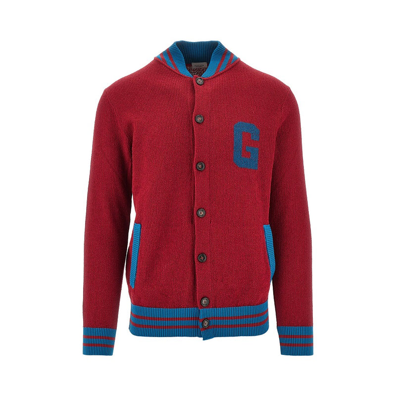 Gallia Knit Gallia Knit Bouclé Cotton College Cardigan Red - World Class Fashion
