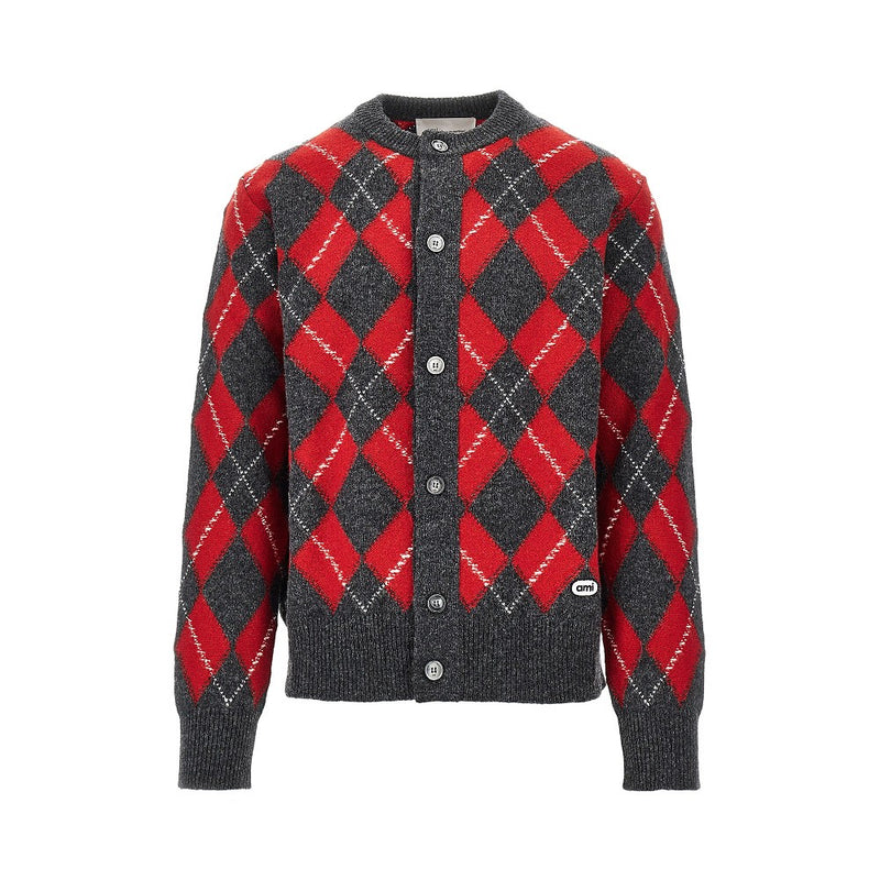 Ami Ami Argyle Wool Cardigan Multicolor Men - World Class Fashion