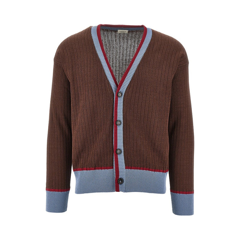 Gallia Knit Gallia Knit Ribbed Cotton Cardigan Brown Men - World Class Fashion