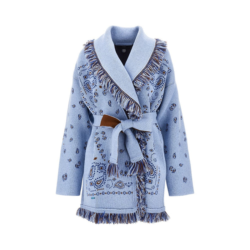 Alanui Alanui Bandana Jacquard Wool Cardigan Blue - World Class Fashion