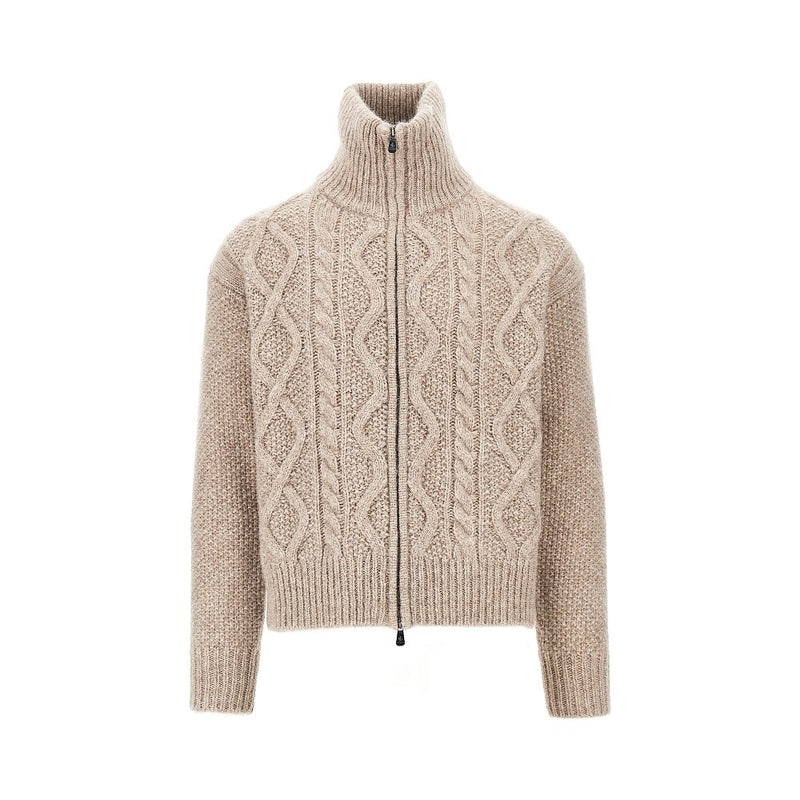 Piacenza 1733 Piacenza 1733 Cashmere-blend Cable Knit Cardigan Beige - World Class Fashion