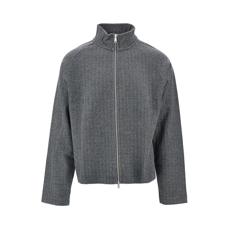 Mfpen Mfpen Herringbone Cotton Full-zip Sweatshirt Grey - World Class Fashion